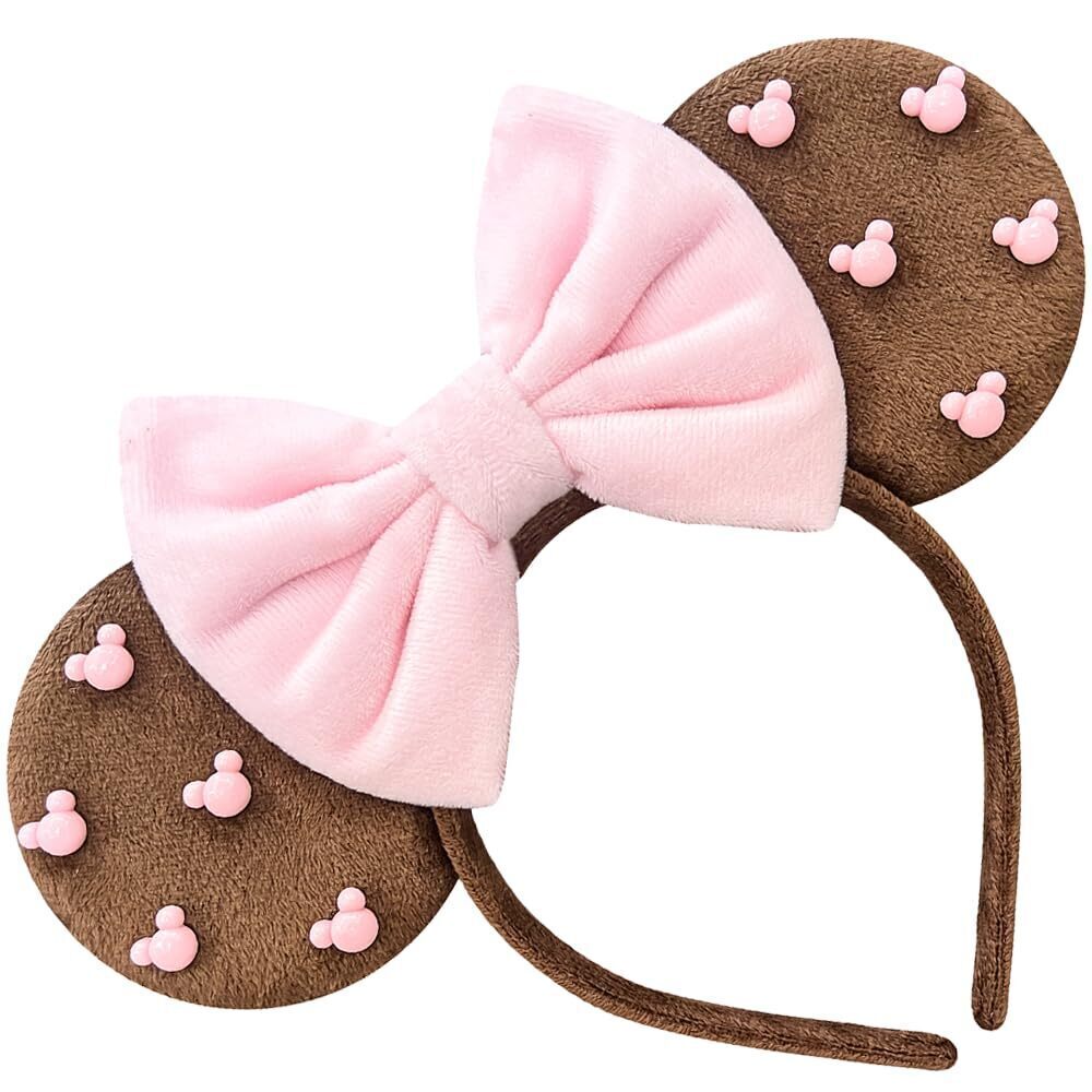 1398 Large Fuzzy Brown Pink Headbands Adults - Birthday Headband